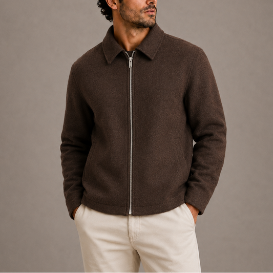 Men's Collared Casual Zip Jacket