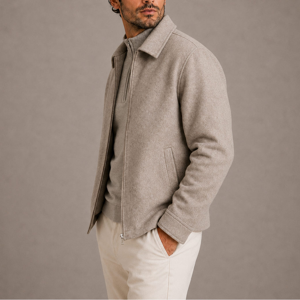 Men's Collared Casual Zip Jacket