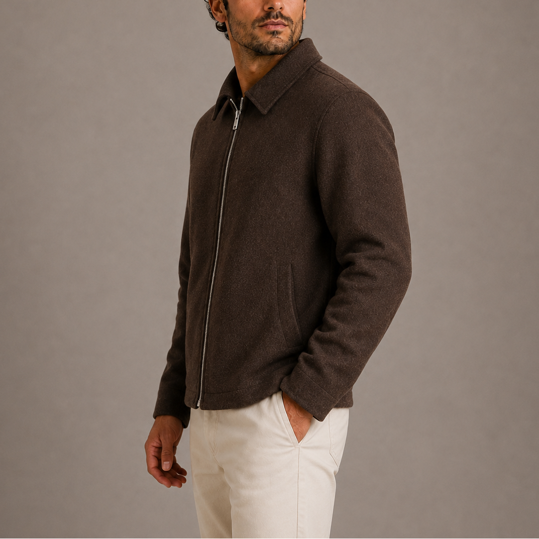 Men's Collared Casual Zip Jacket