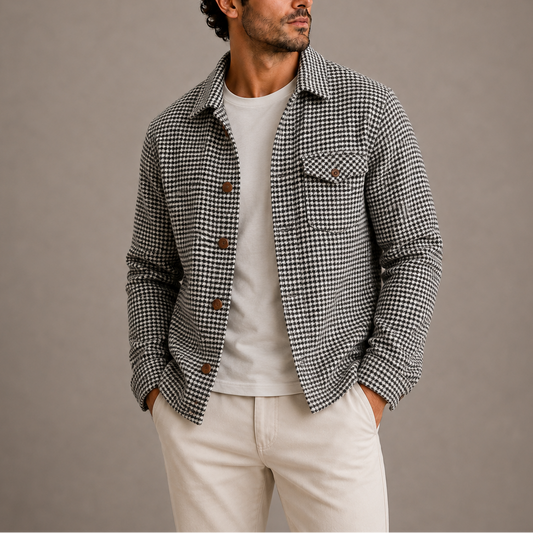 Men's Houndstooth Casual Shirt Jacket