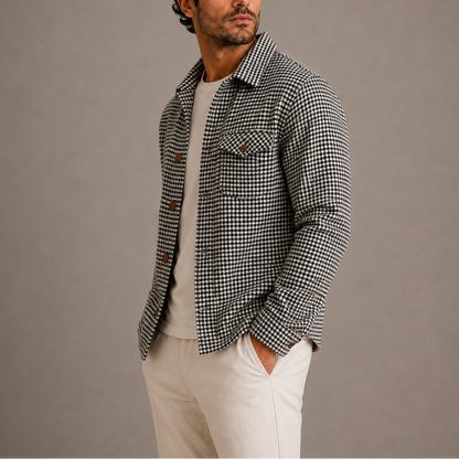 Men's Houndstooth Casual Shirt Jacket