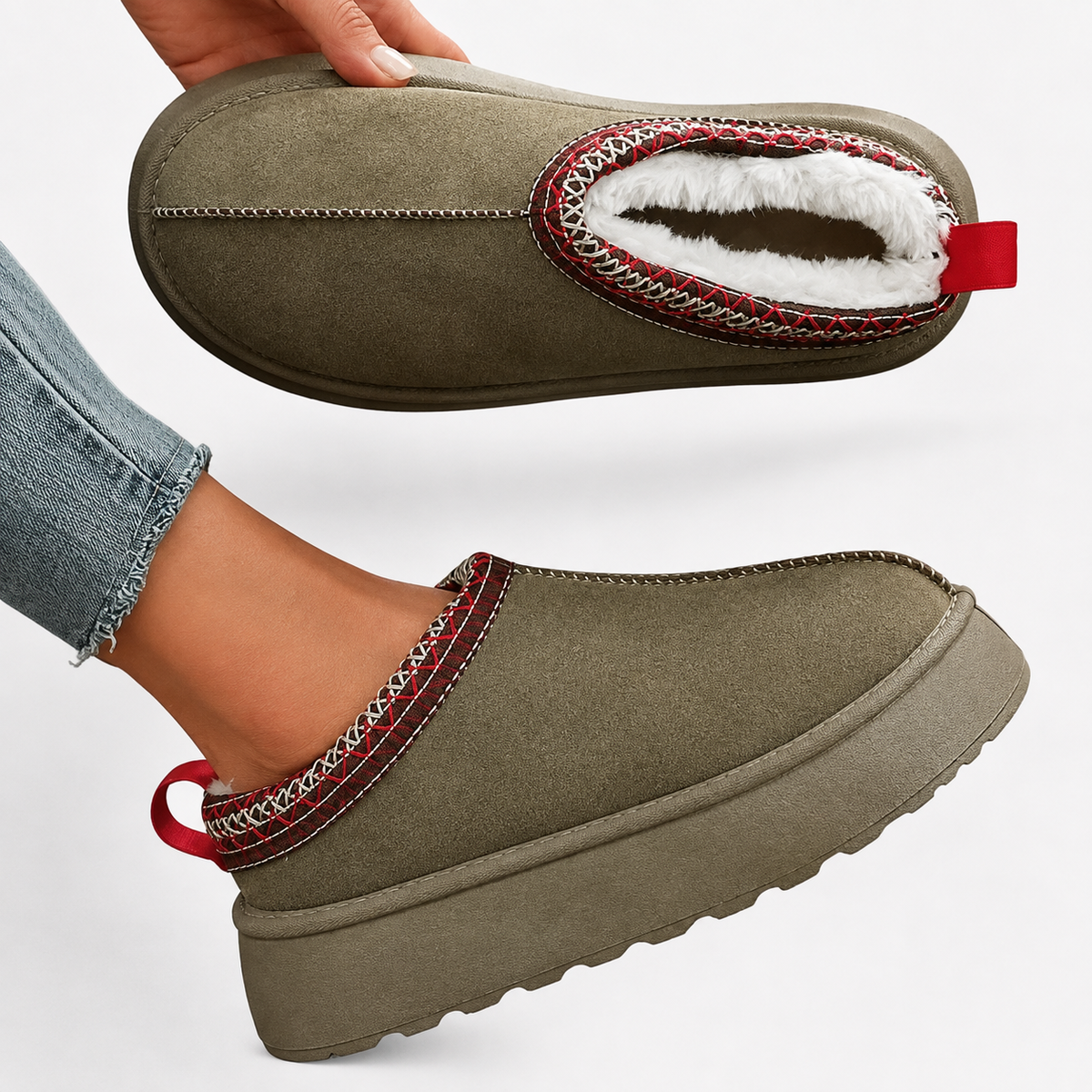 Women's Fur-Lined Winter House Slippers
