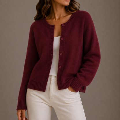 Women's Round Neck Knit Cardigan
