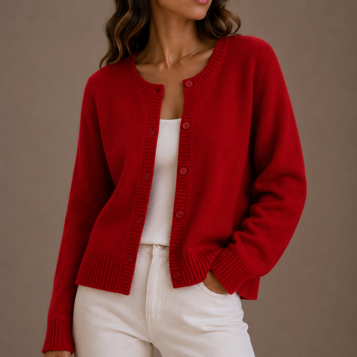 Women's Round Neck Knit Cardigan