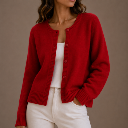 Women's Round Neck Knit Cardigan