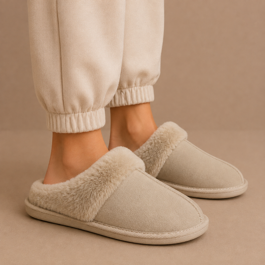 Women's Fur-Lined Suede Mule Slippers