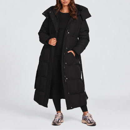 Women's Long Belted Puffer Coat