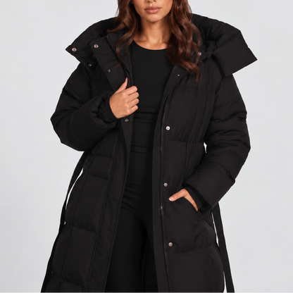 Women's Long Belted Puffer Coat