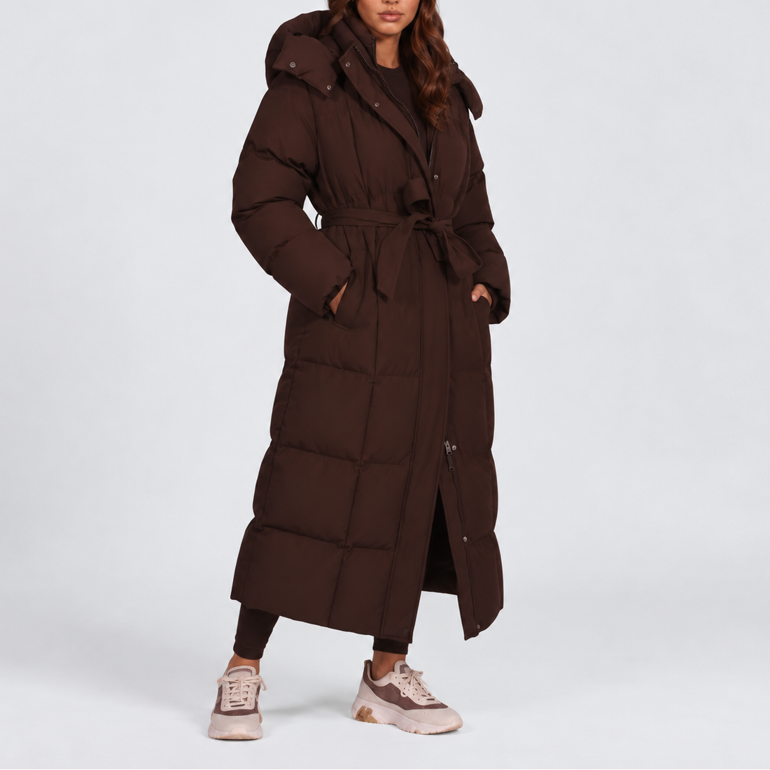 Women's Long Belted Puffer Coat