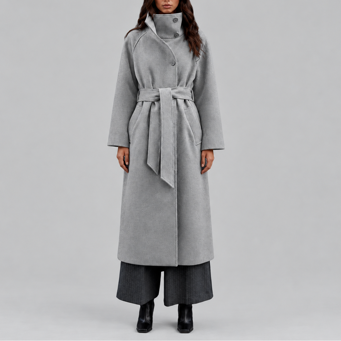 Women's Belted Wool Long Coat