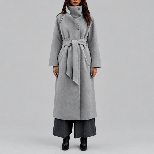 Women's Belted Wool Long Coat