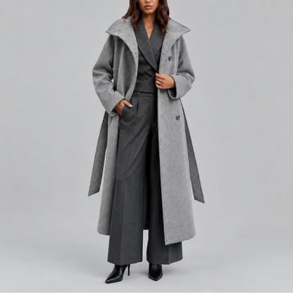Women's Belted Wool Long Coat