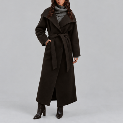 Women's Belted Wool Long Coat