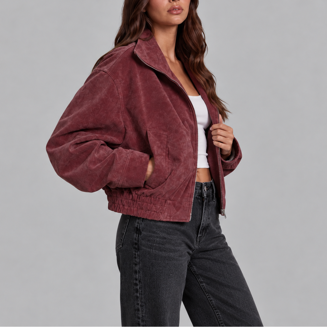 Women's Suede Oversized Bomber Jacket
