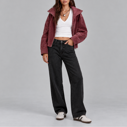 Women's Suede Oversized Bomber Jacket