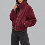 Women's Suede Oversized Bomber Jacket