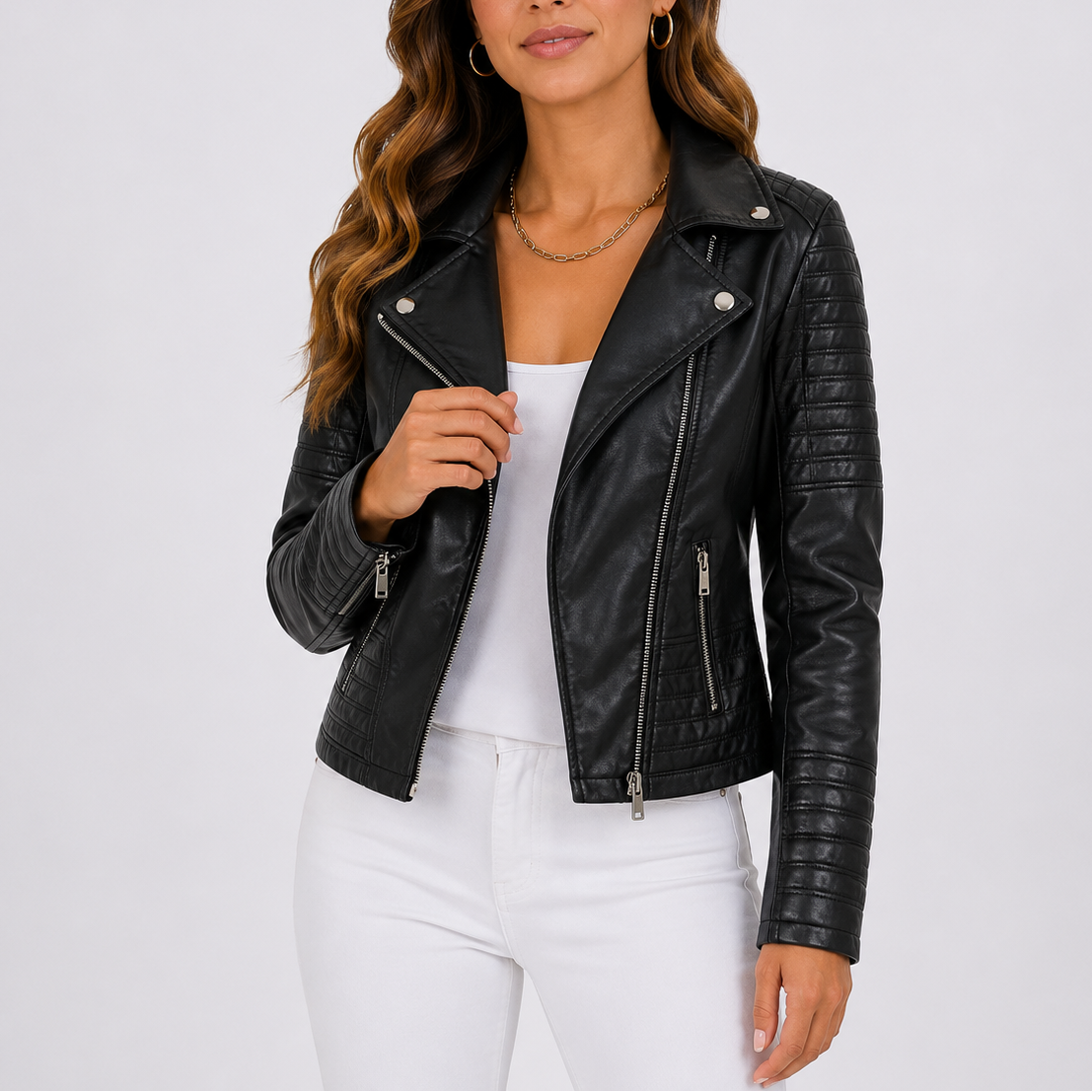 Women's Classic Biker Style Jacket