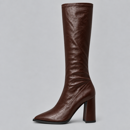 Women's Pointed Knee-High Block Boots