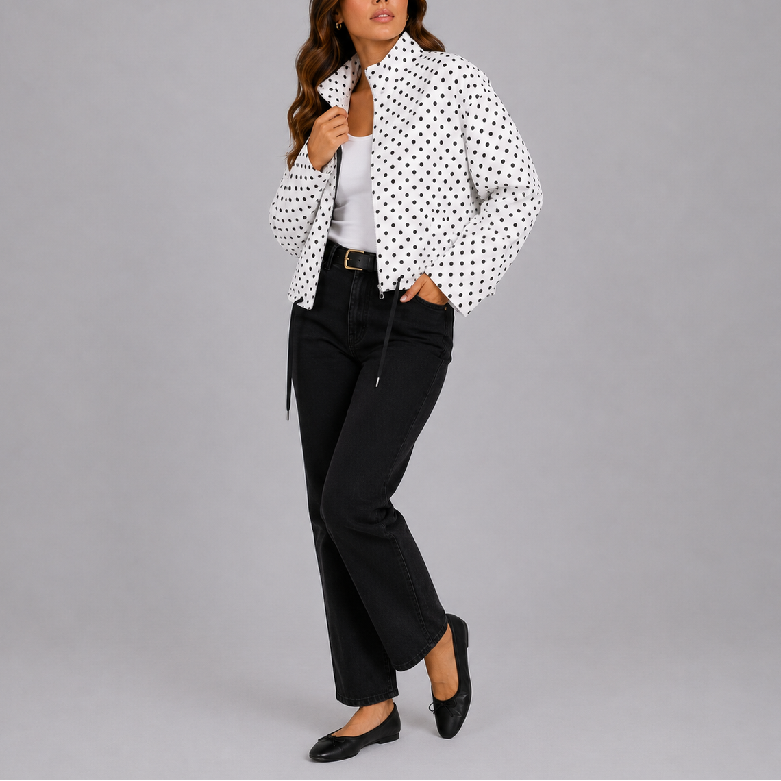 Women's Polka Dot Bomber Jacket