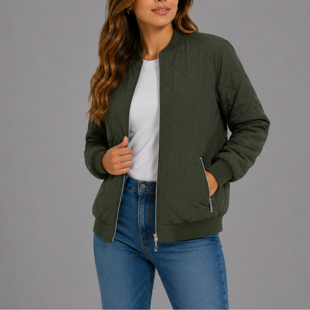 Women's Classic Quilted Bomber Jacket