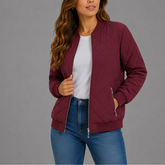 Women's Classic Quilted Bomber Jacket