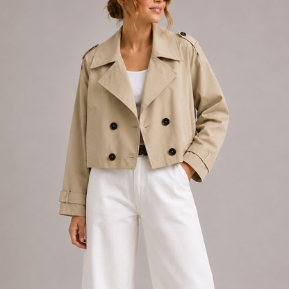 Women's Cropped Classic Trench Coat