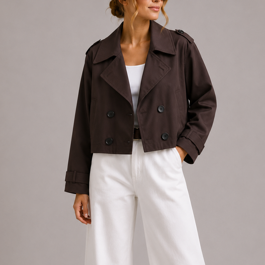Women's Cropped Classic Trench Coat