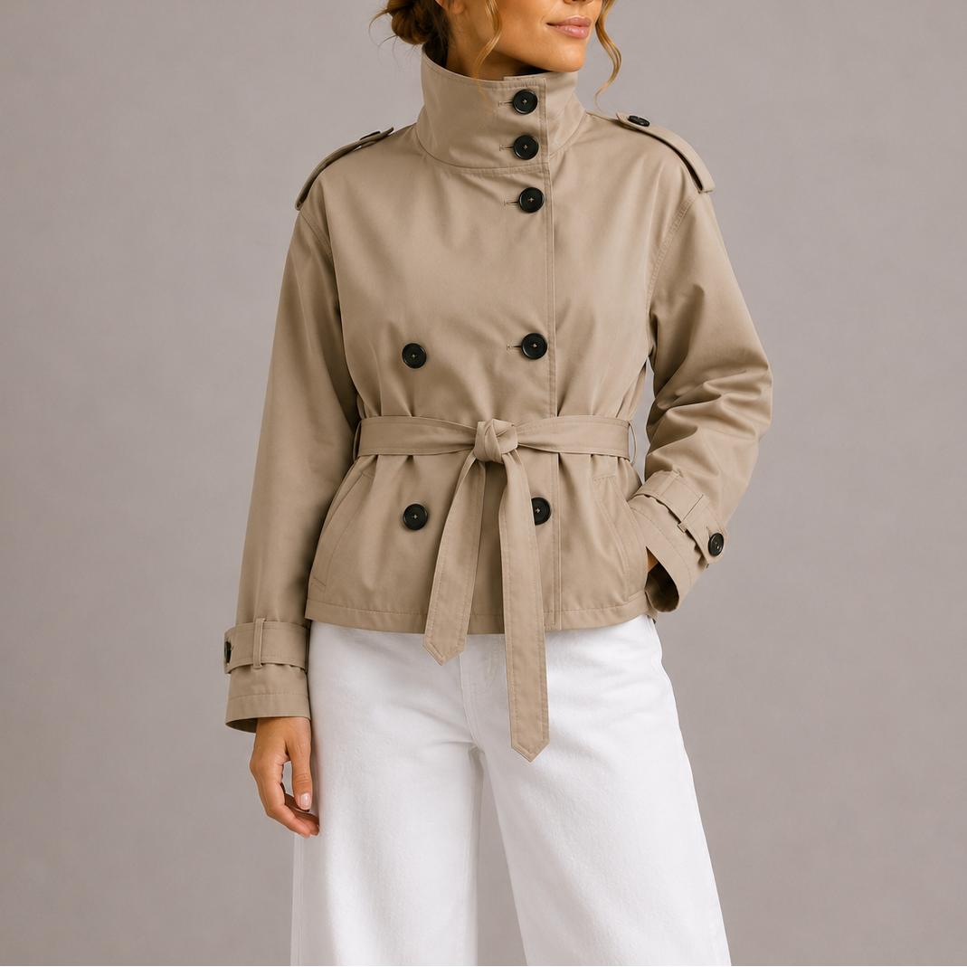 Women's Belted Cropped Trench Coat