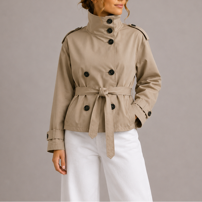 Women's Belted Cropped Trench Coat