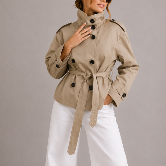 Women's Belted Cropped Trench Coat