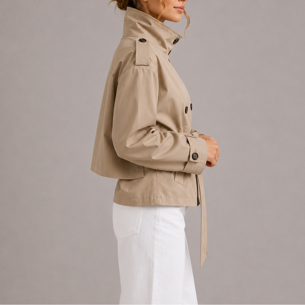 Women's Belted Cropped Trench Coat