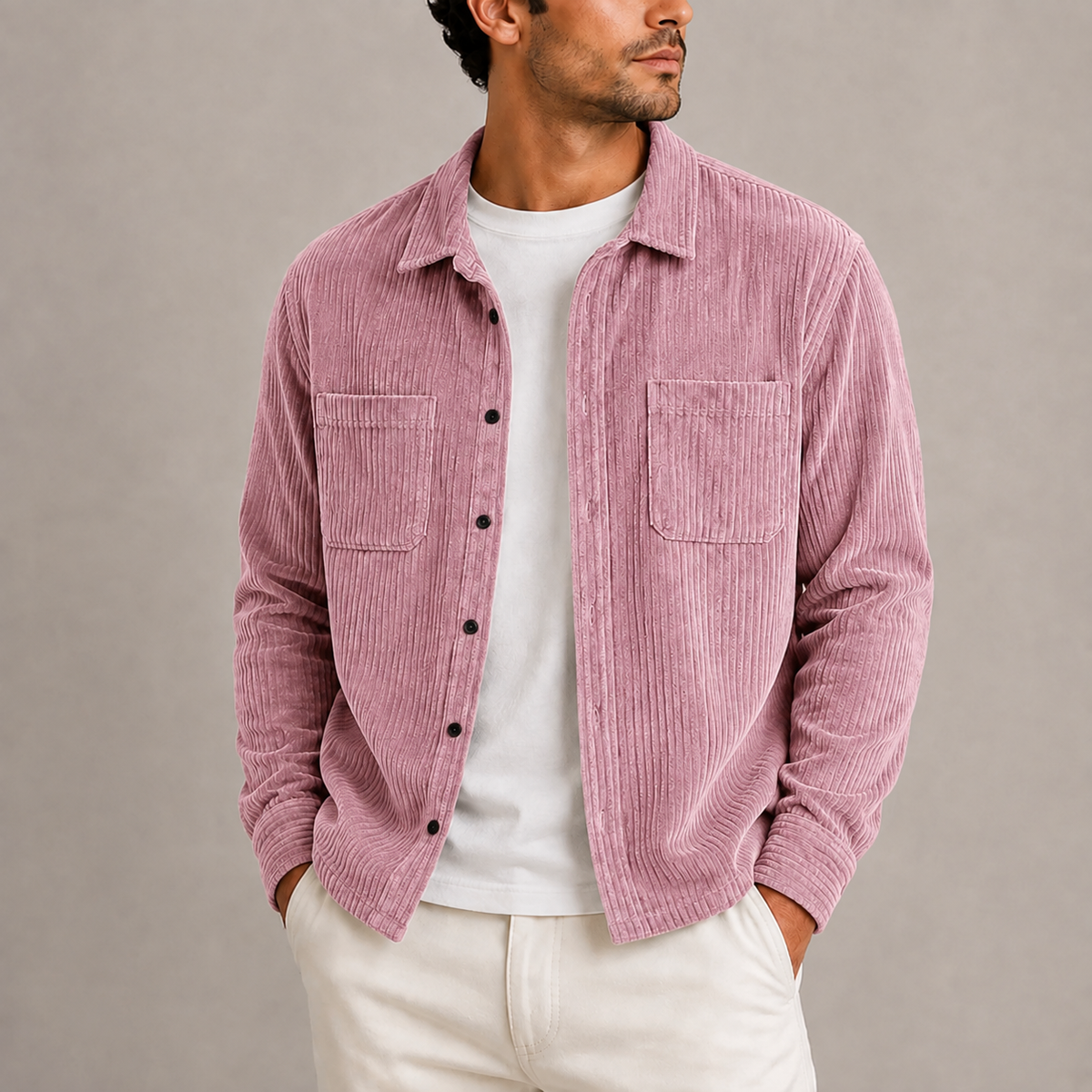 Men's Corduroy Button Overshirt Jacket