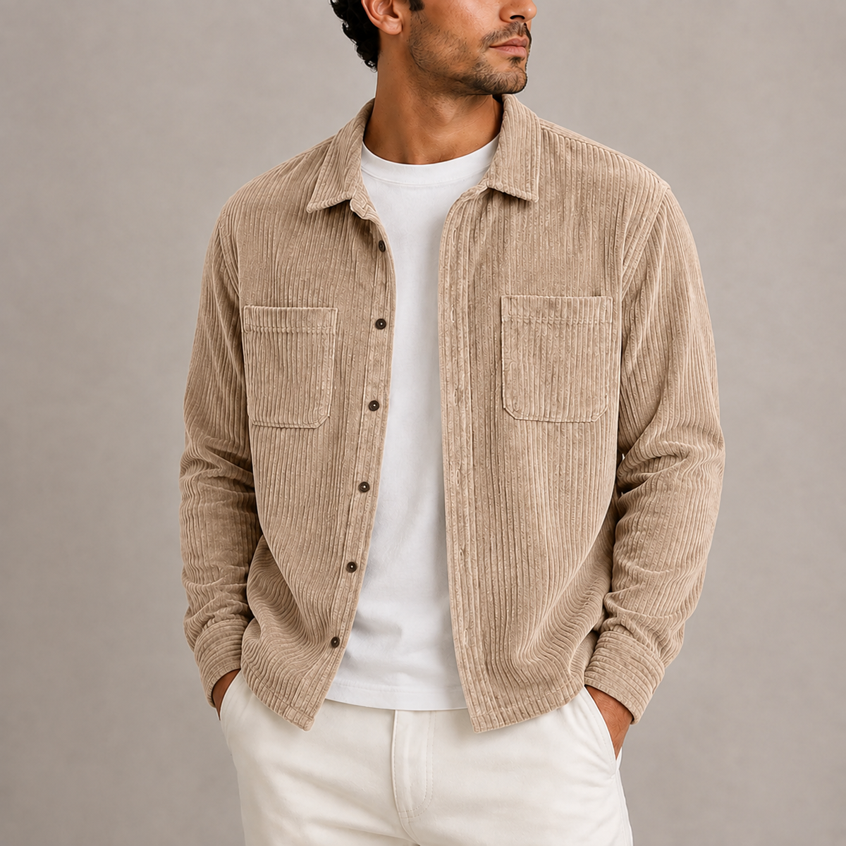 Men's Corduroy Button Overshirt Jacket