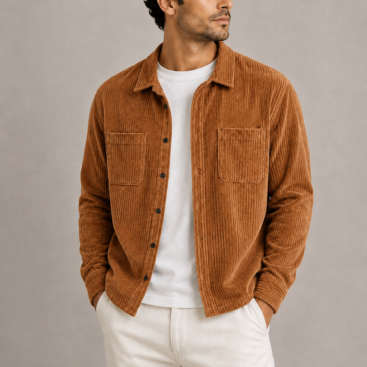 Men's Corduroy Button Overshirt Jacket