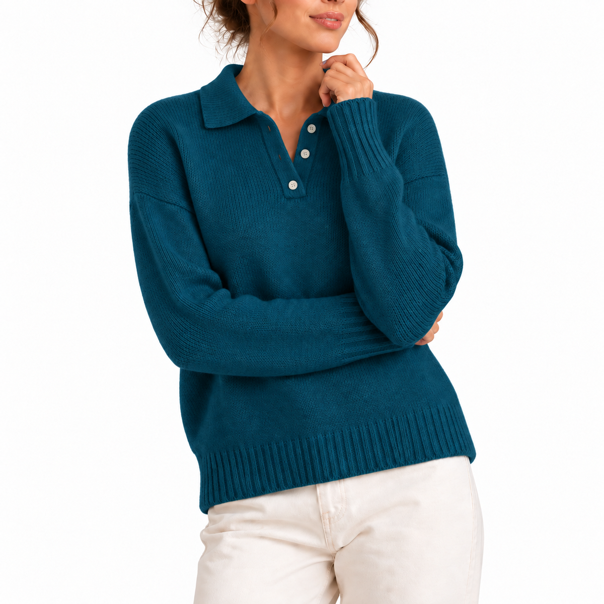Women's Polo Collar Knit Jumper