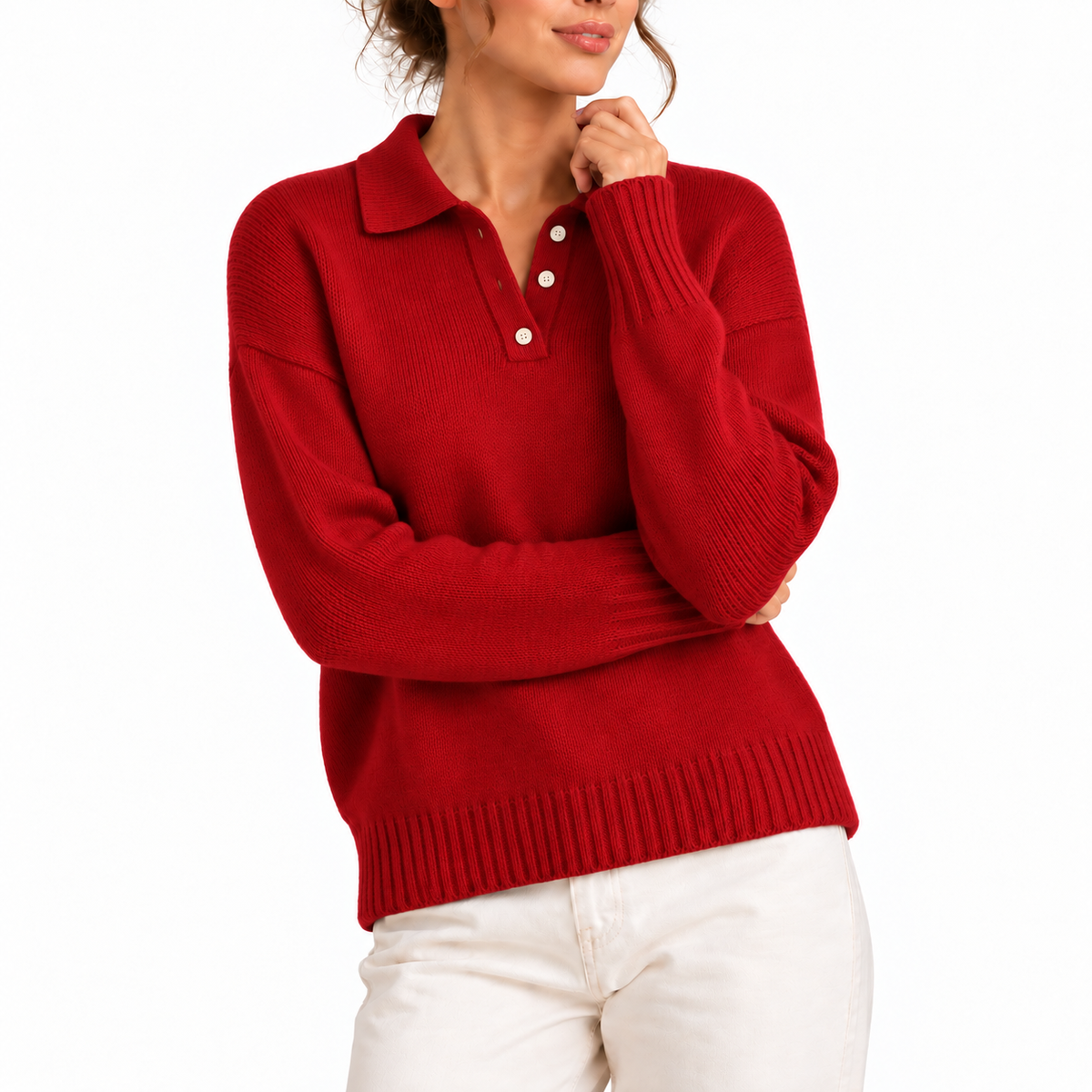 Women's Polo Collar Knit Jumper