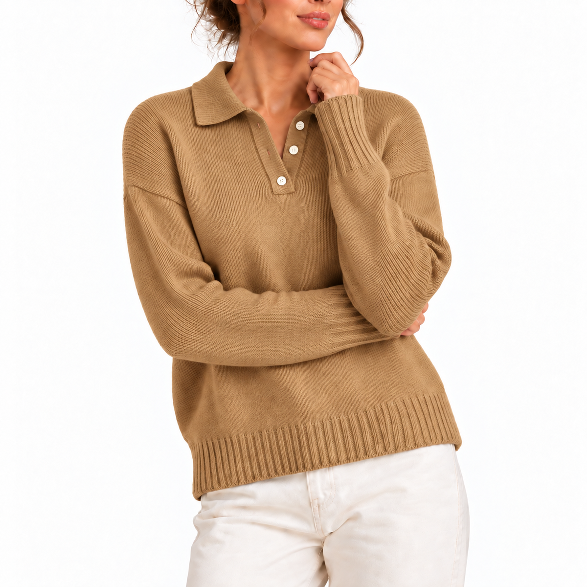 Women's Polo Collar Knit Jumper