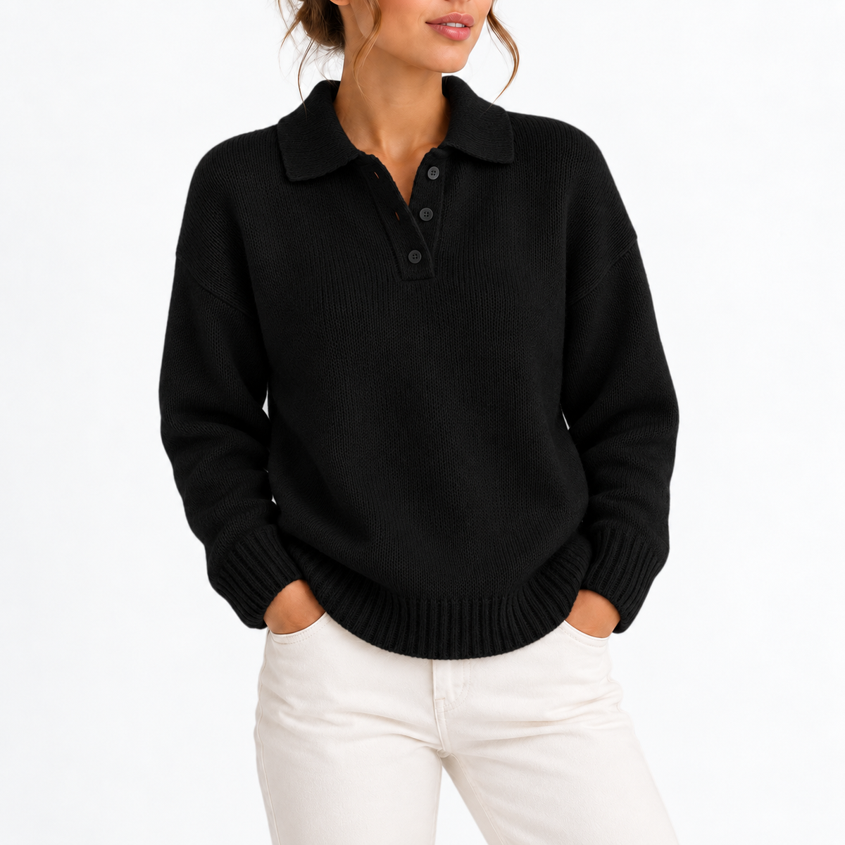 Women's Polo Collar Knit Jumper
