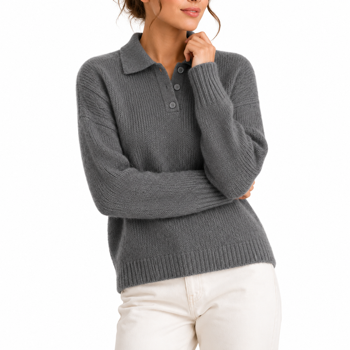 Women's Polo Collar Knit Jumper