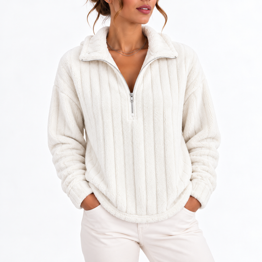 Women's Ribbed Half Zip Sweatshirt