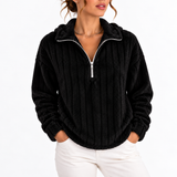 Women's Ribbed Half Zip Sweatshirt