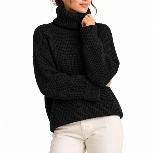 Women's Waffle Knit Turtleneck Jumper