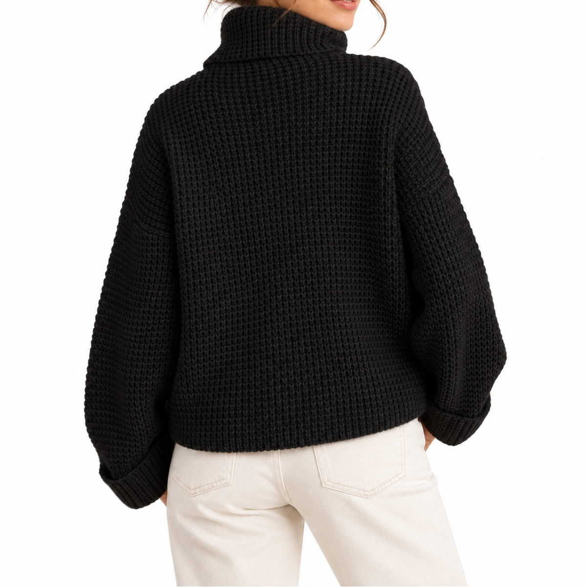 Women's Waffle Knit Turtleneck Jumper