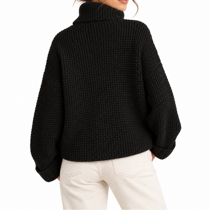 Women's Waffle Knit Turtleneck Jumper