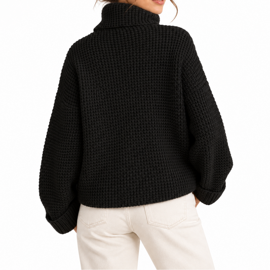 Women's Waffle Knit Turtleneck Jumper