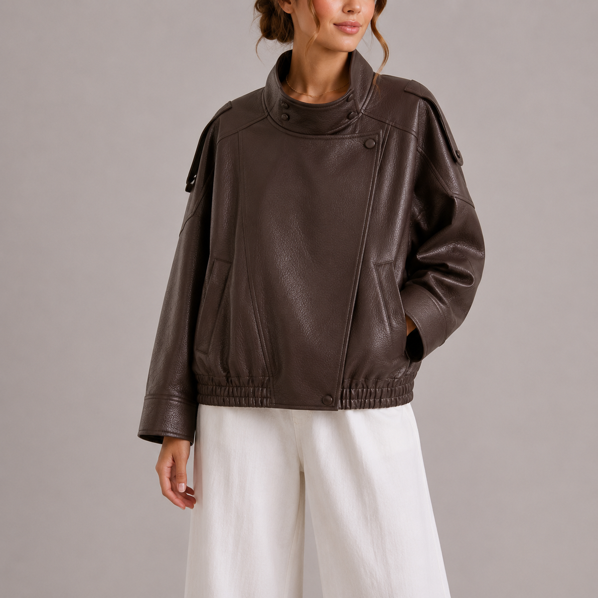 Women's High Collar Bomber Jacket