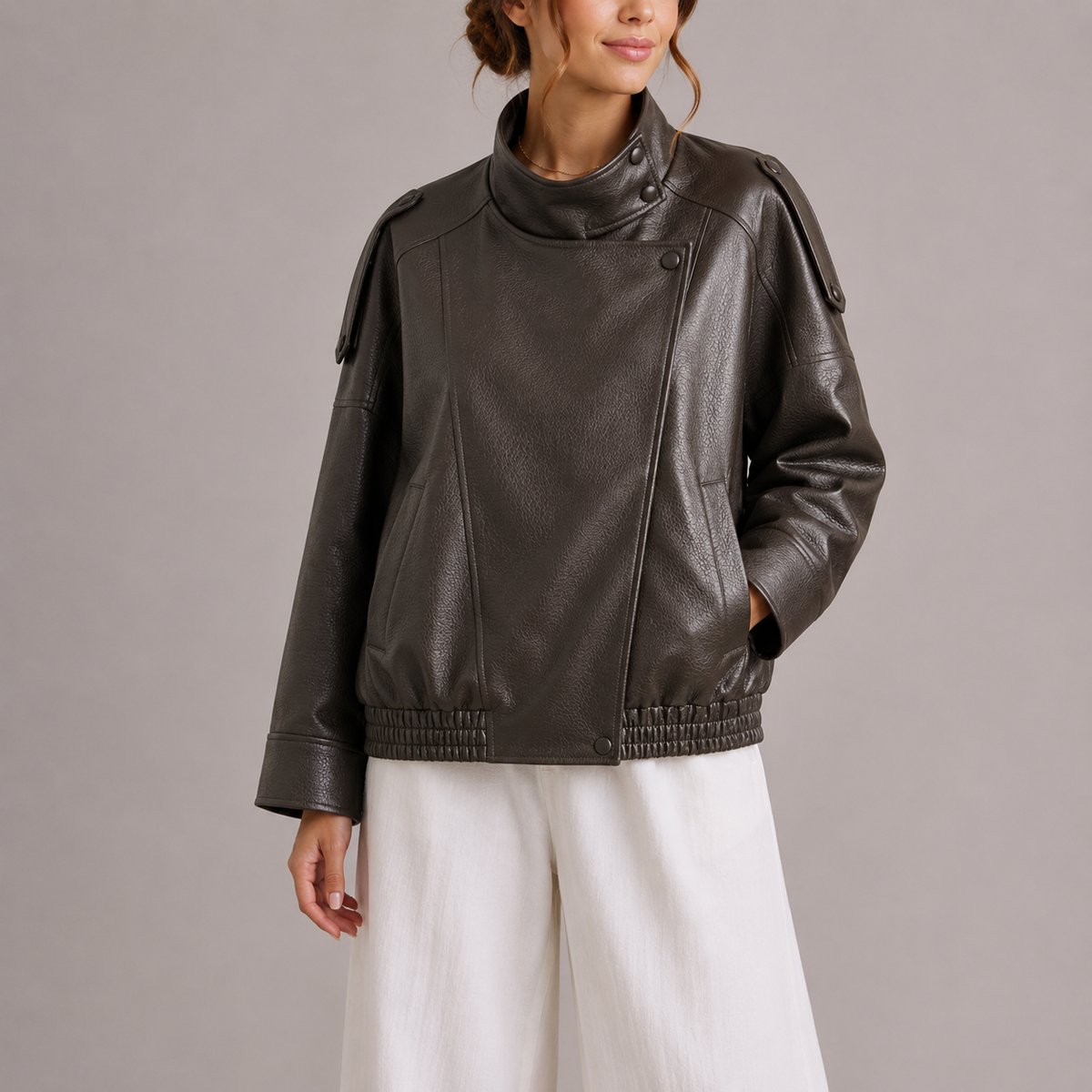 Women's High Collar Bomber Jacket
