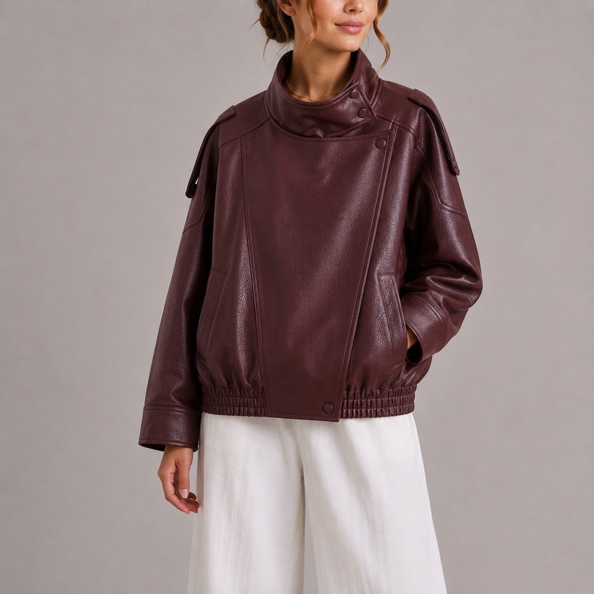 Women's High Collar Bomber Jacket