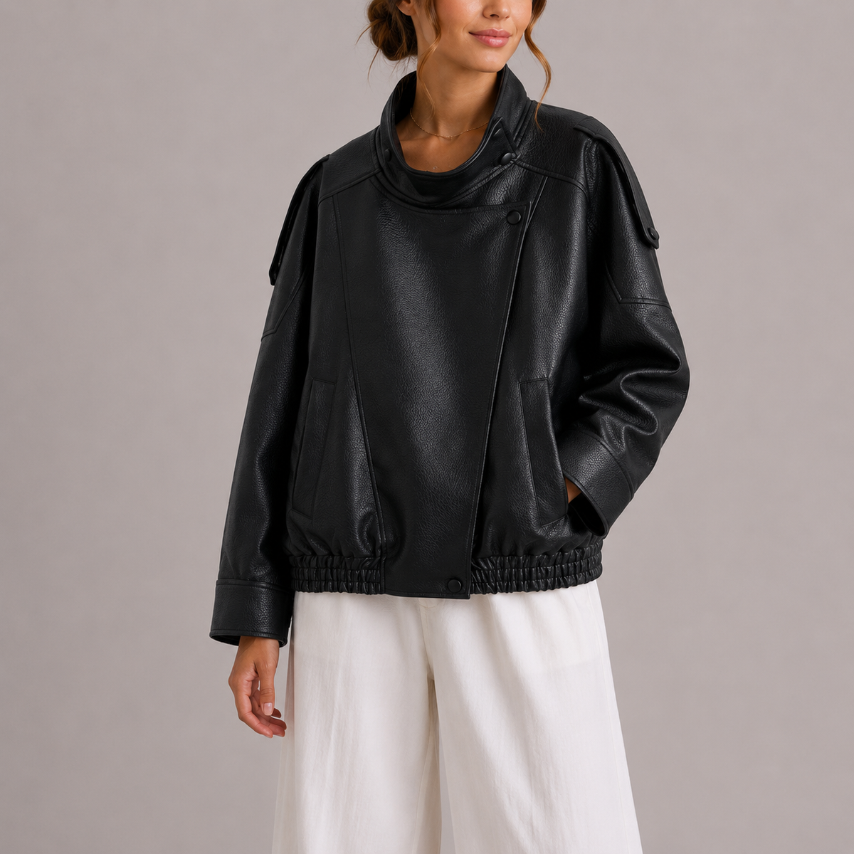 Women's High Collar Bomber Jacket