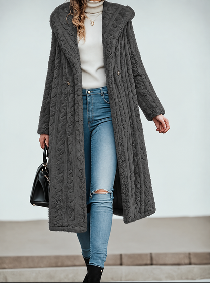 Women's Long Hooded Teddy Coat